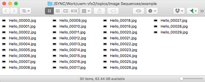 Example of an image sequence